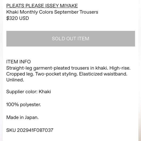 Pleats Please by Issey Miyake Khaki Green Trousers - Picture 3 of 3